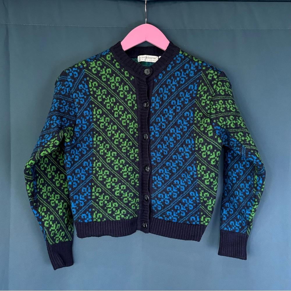 Vintage 80s Liz Claiborne Merino Wool Cardigan sweater petites